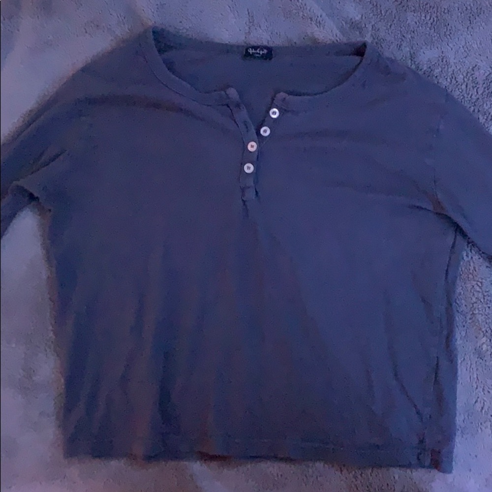 brandy melville navy blue cropped long sleeve